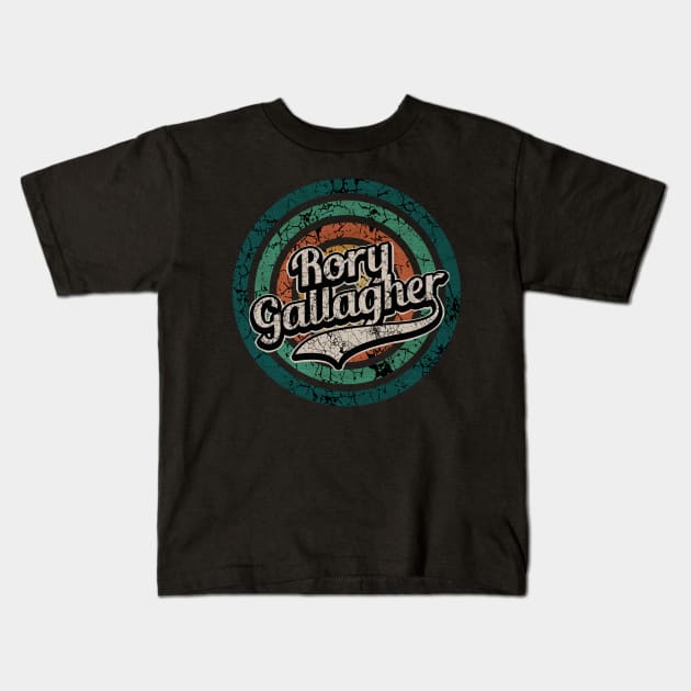 Rory Gallagher // Retro Circle Crack Vintage Kids T-Shirt by People Mask